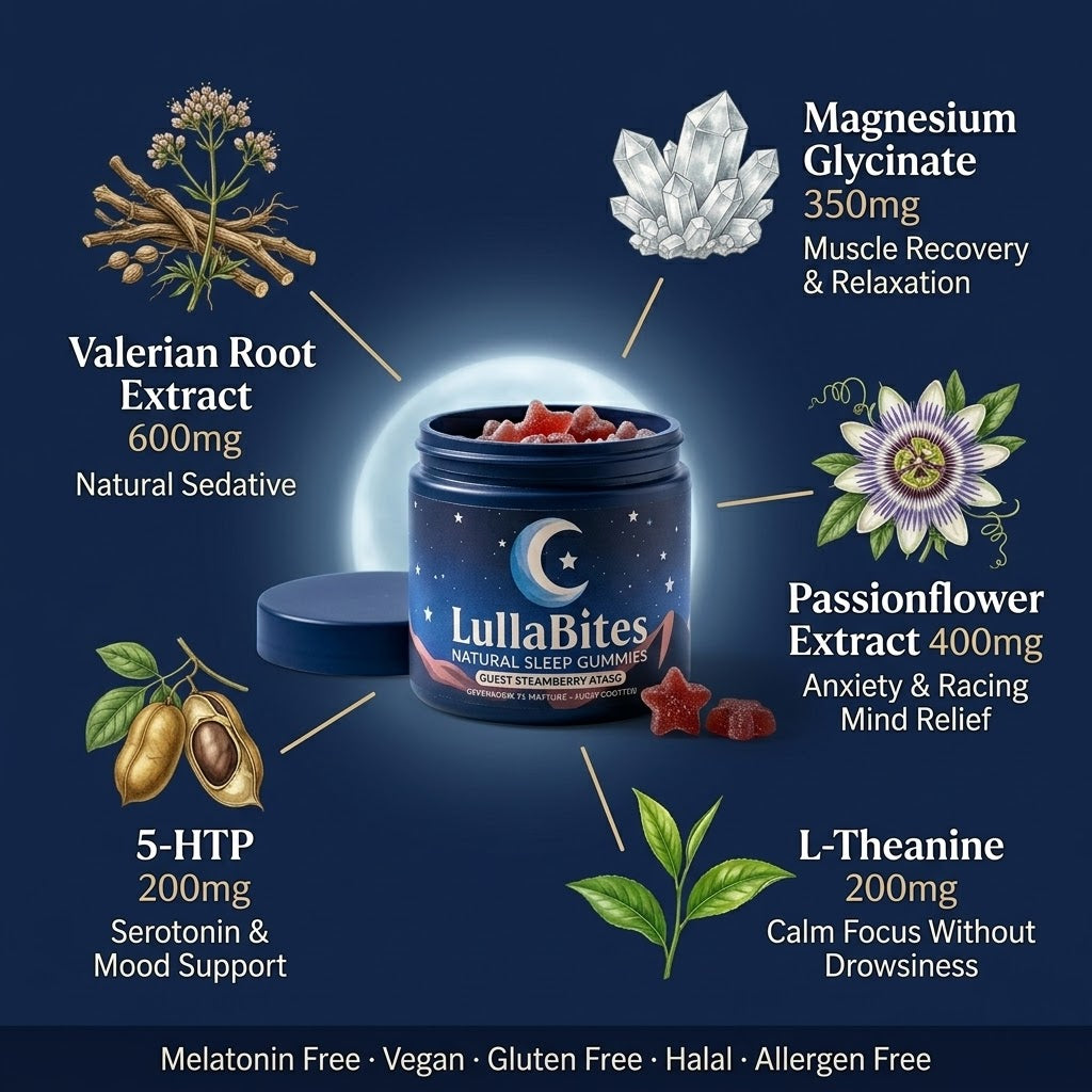 LullaBites Natural Sleep Gumme Sweet Strawberry Stars-120 Gumme-60 Servings