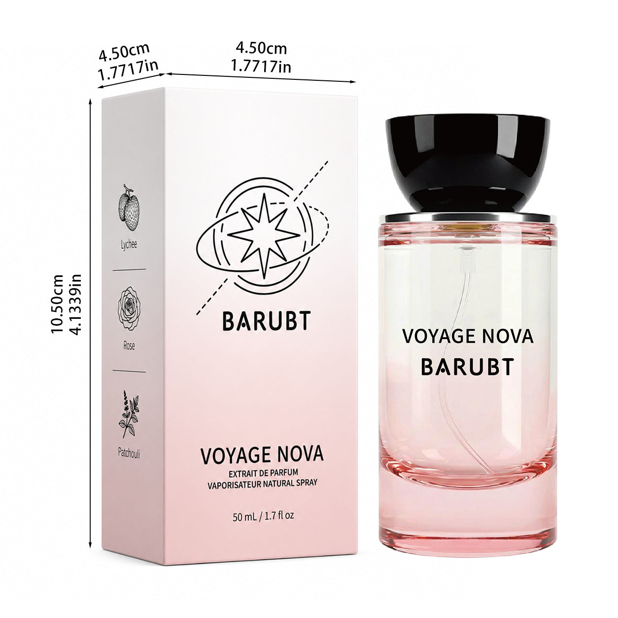 Voyage Nova Eau de Parfum for Women, Lychee Bergamot Ginger, Rose Peony Cocoa Blossom, Elegant Patchouli, Long Lasting Spring Fall Perfume, 50ml &1.7fl oz
