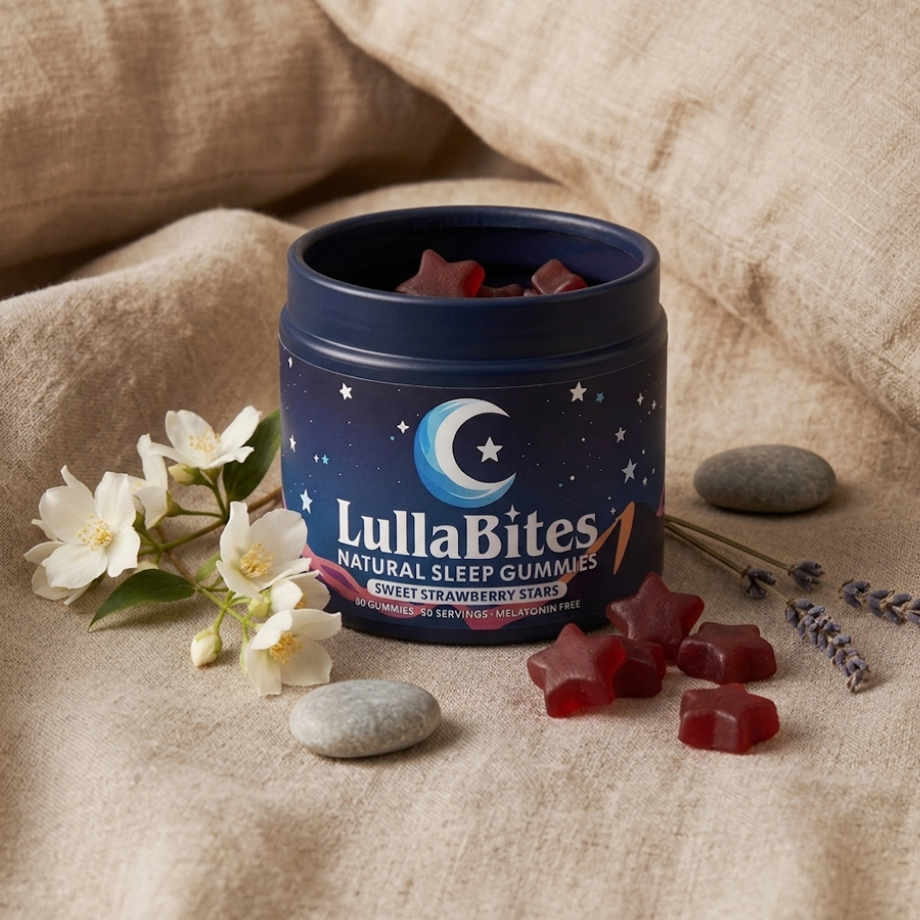 LullaBites Natural Sleep Gumme Sweet Strawberry Stars-120 Gumme-60 Servings